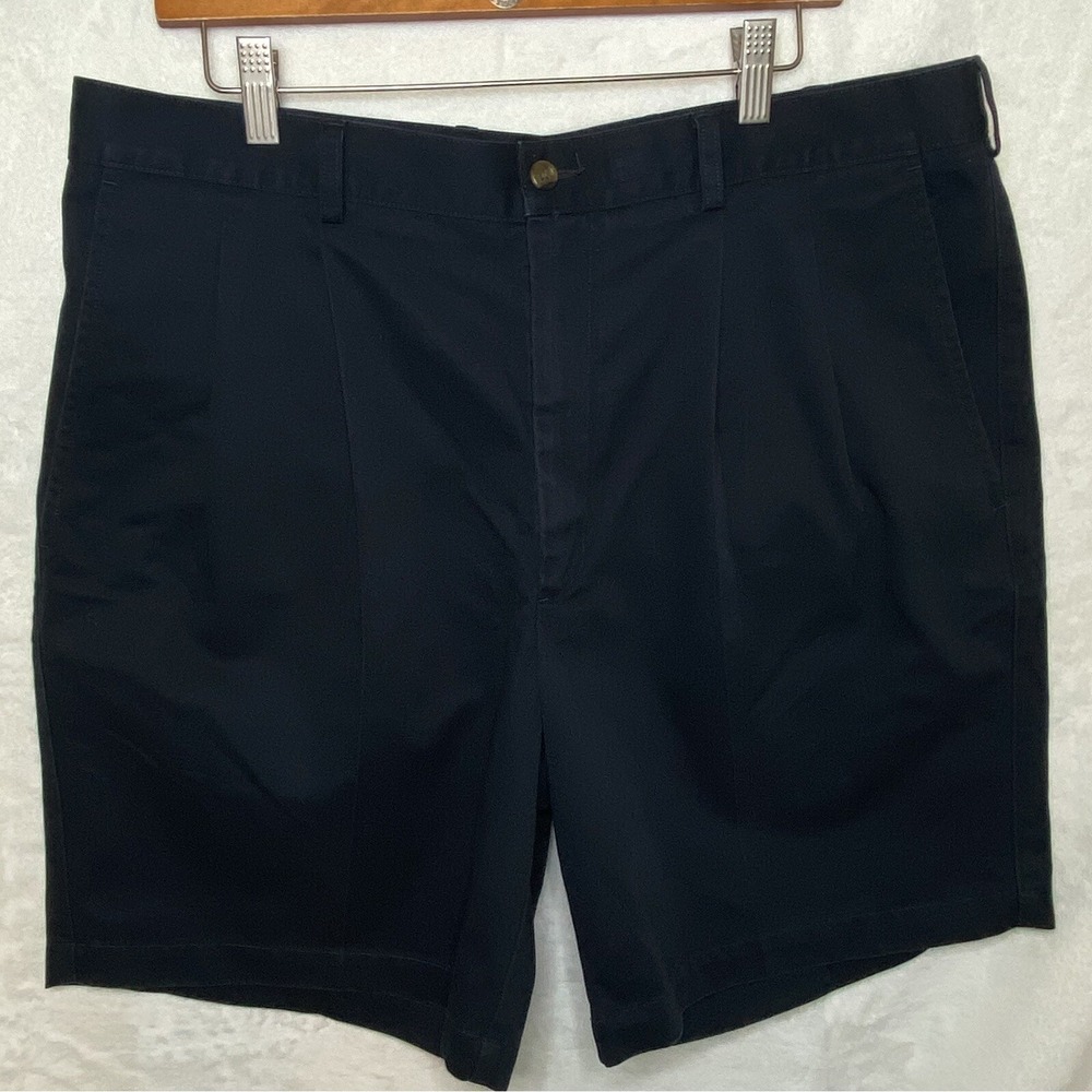 NORDSTROM Chino Shorts Men's Size 38 Pleated SMART CARE Navy Classic Beach Boat